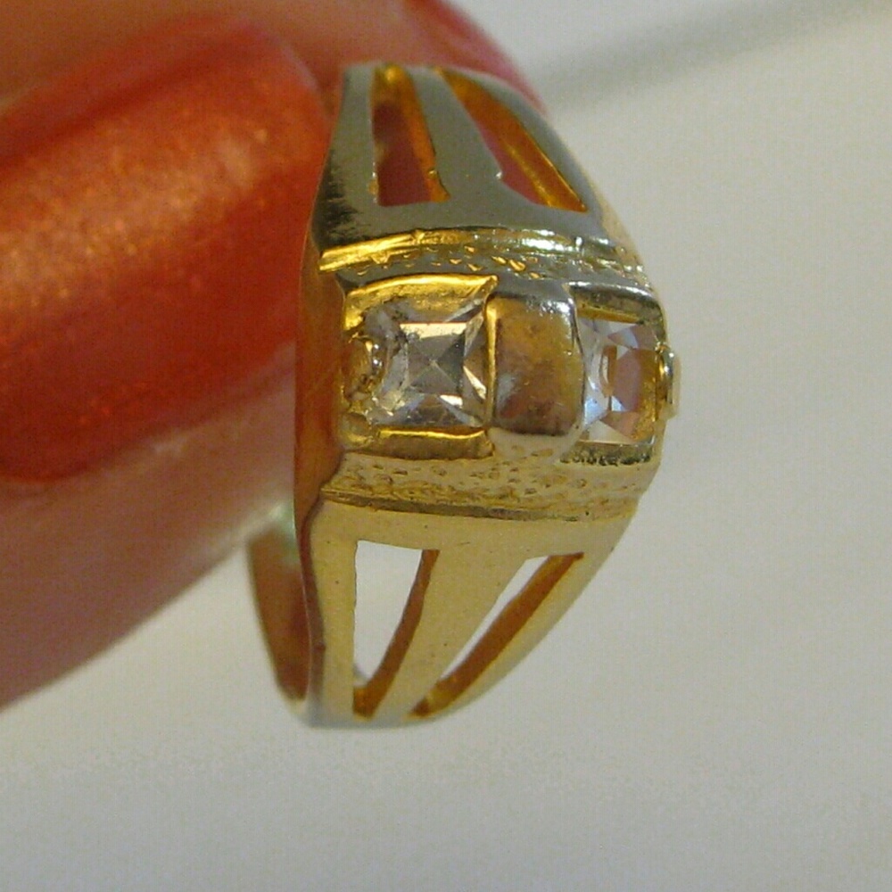 New Men's 18K Gold Filled Ring Clear Stones 6.5